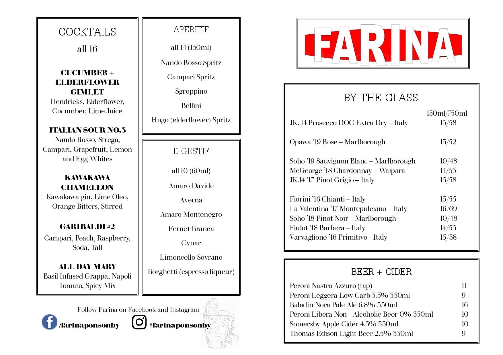 fariñas kitchen and bar menu